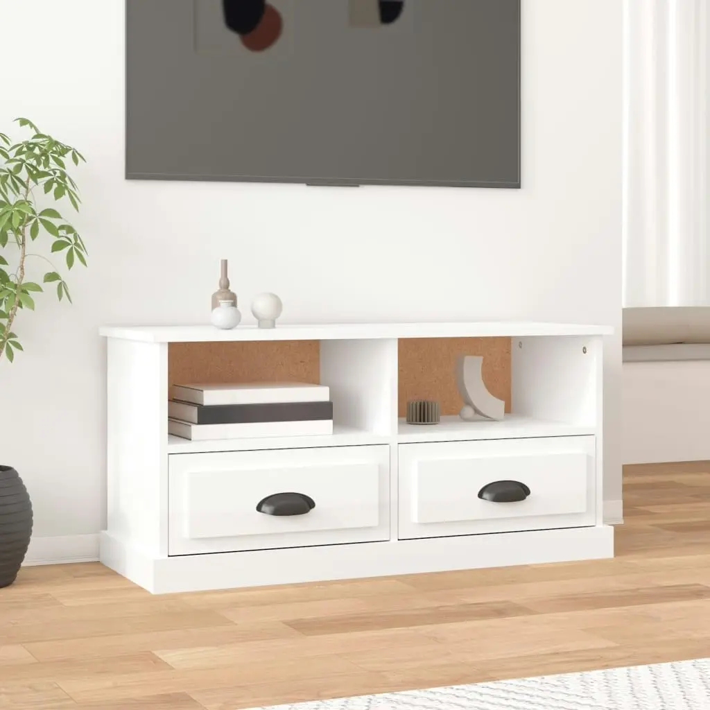 TV Cabinet High Gloss White 93x35.5x45 cm Engineered Wood 816466