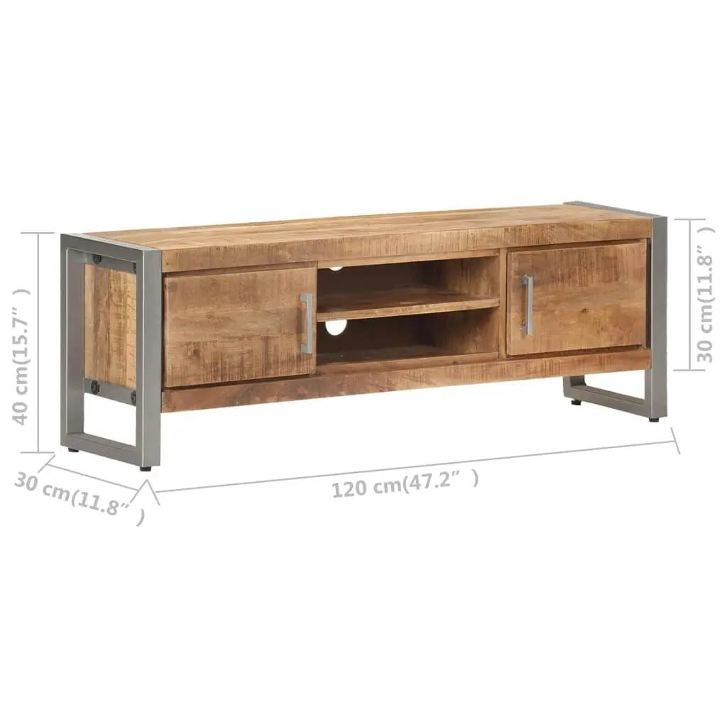 TV Cabinet 120x30x40 cm Rough Mango Wood 323486