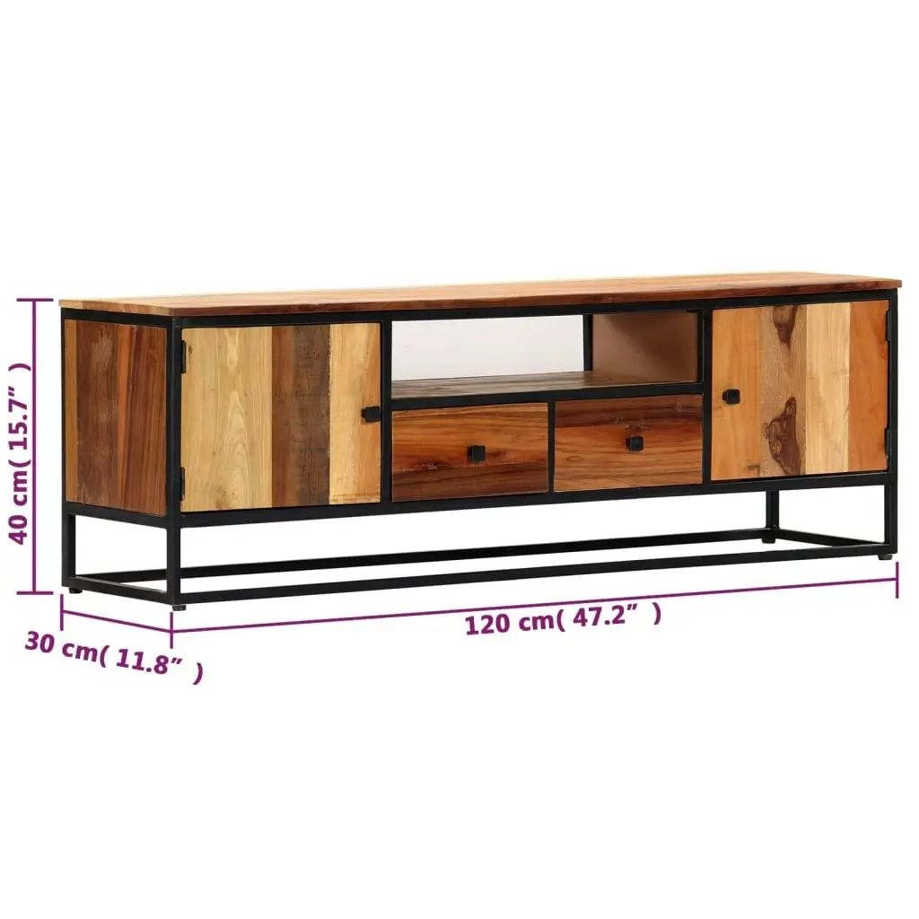 TV Cabinet 120x30x40 cm Solid Reclaimed Wood and Steel 282726