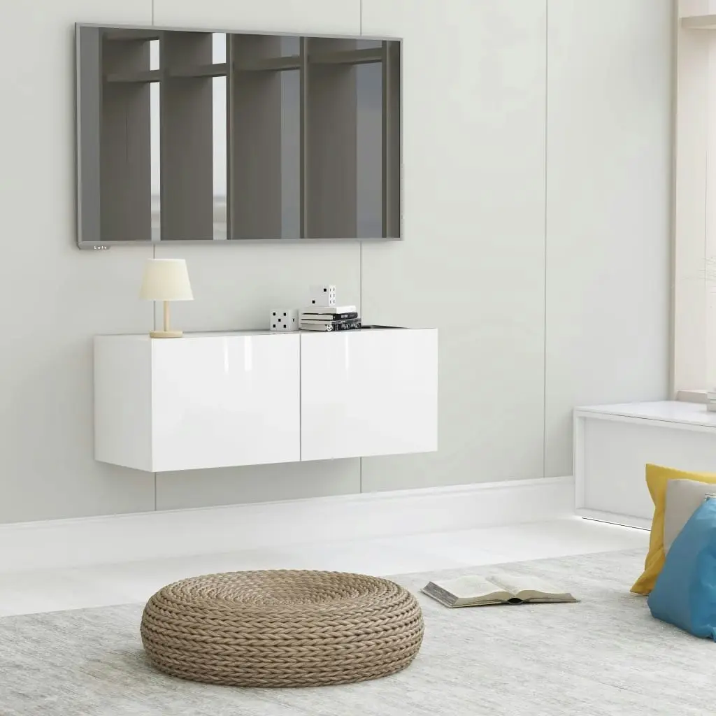 TV Cabinet High Gloss White 80x30x30 cm Engineered Wood 801478