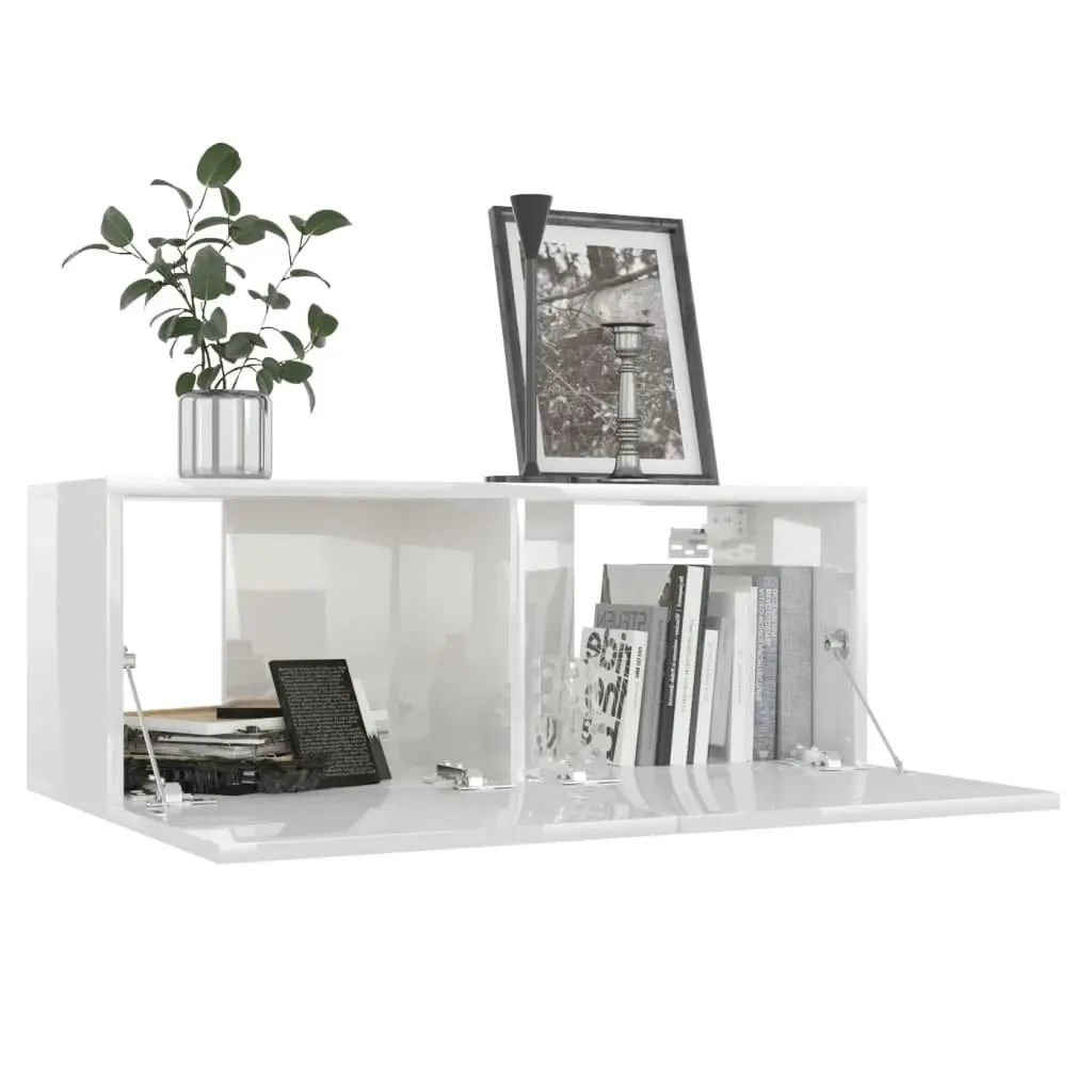 TV Cabinet High Gloss White 80x30x30 cm Engineered Wood 801478