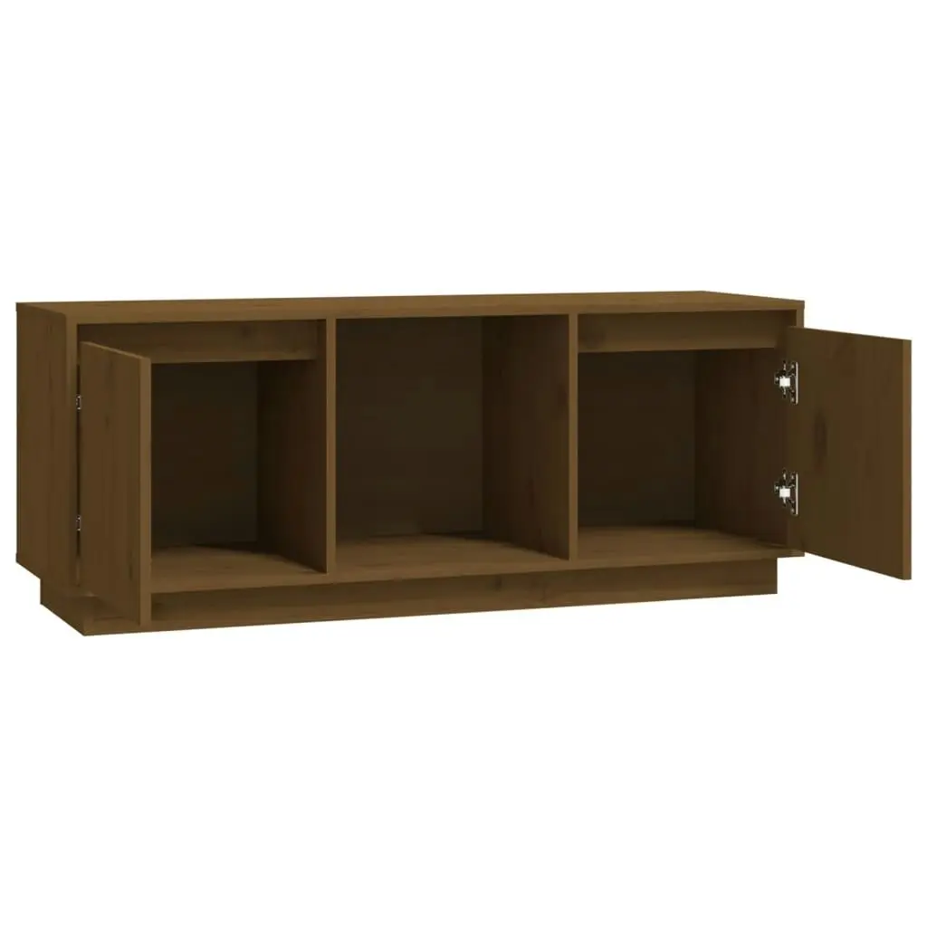 TV Cabinet Honey Brown 110.5x35x44 cm Solid Wood Pine 814342