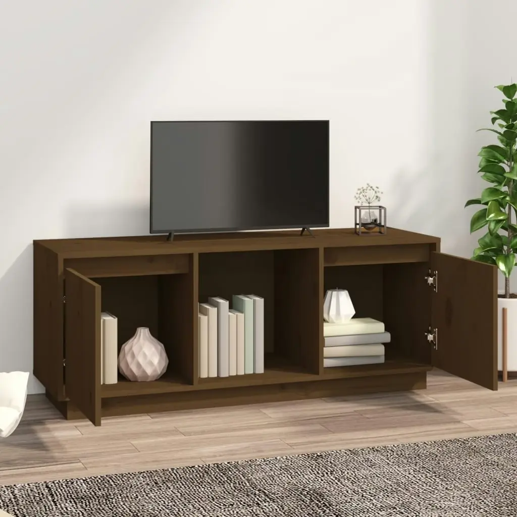 TV Cabinet Honey Brown 110.5x35x44 cm Solid Wood Pine 814342