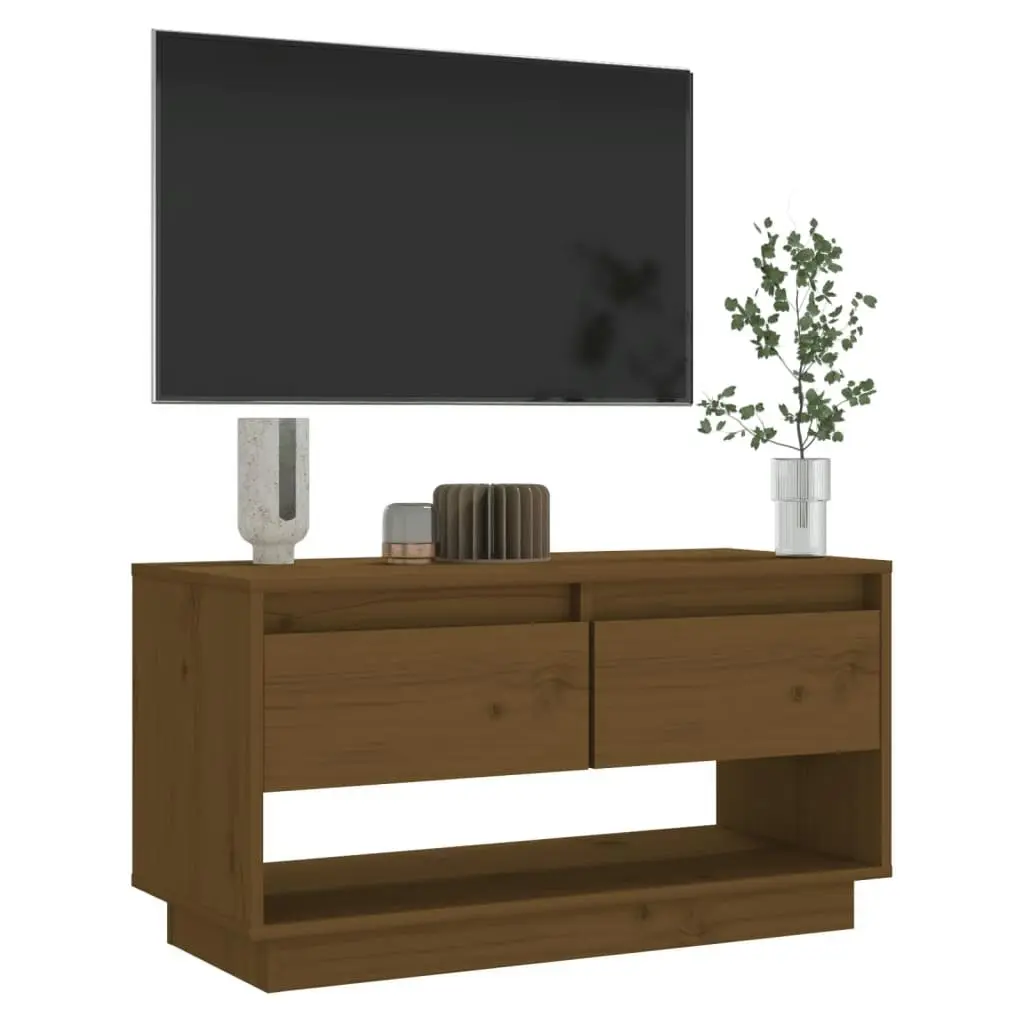 TV Cabinet Honey Brown 74x34x40 cm Solid Wood Pine 813842