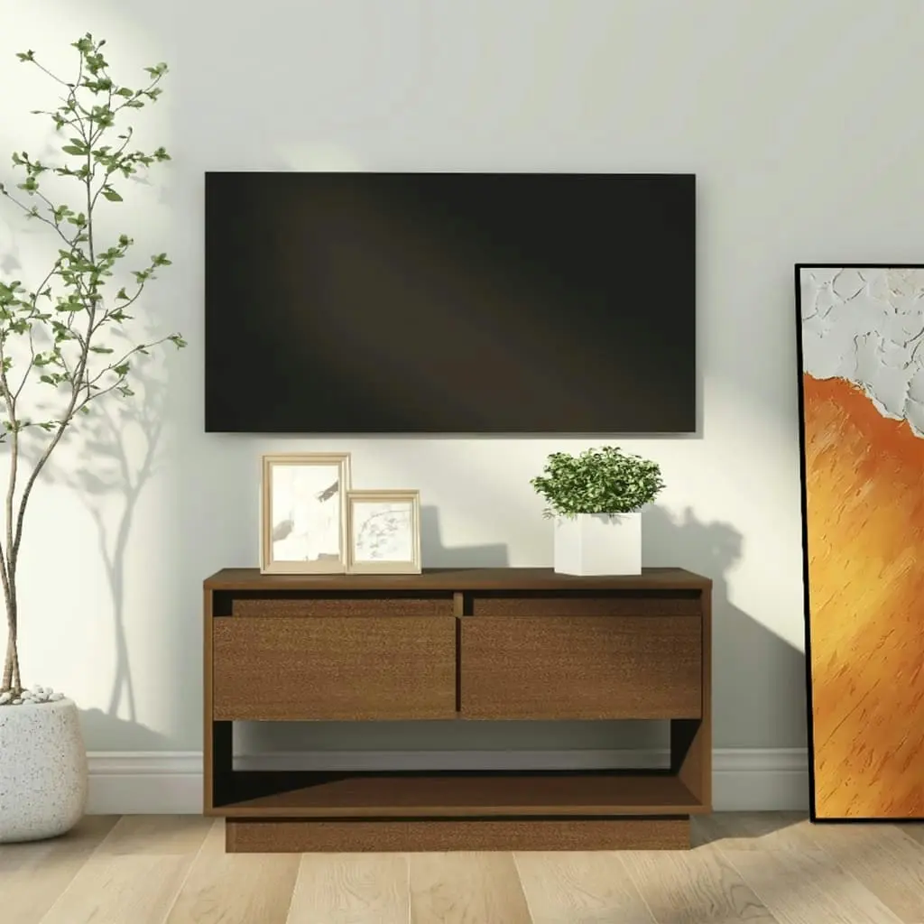 TV Cabinet Honey Brown 74x34x40 cm Solid Wood Pine 813842