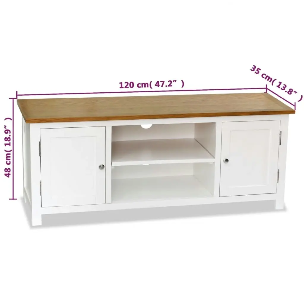 TV Cabinet 120x35x48 cm Solid Oak Wood 247059