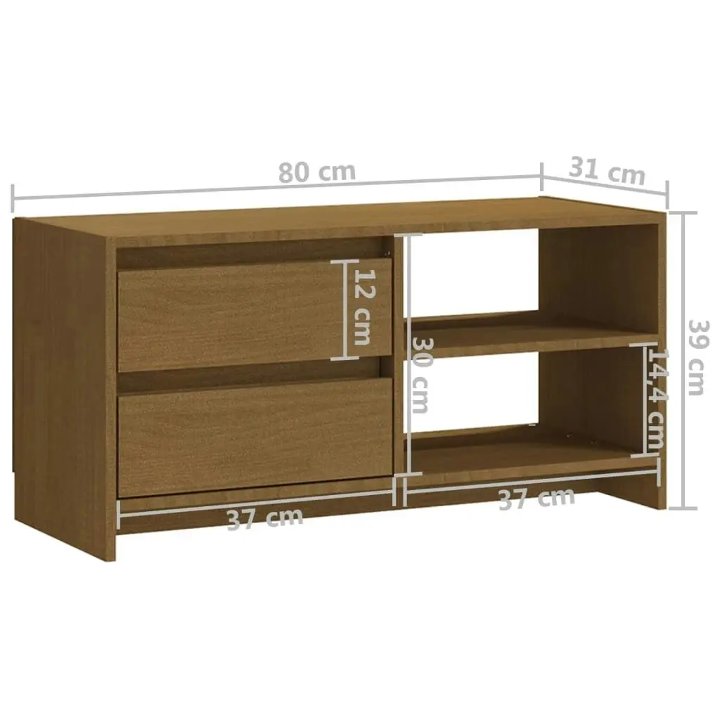 TV Cabinet Honey Brown 80x31x39 cm Solid Pinewood 809897