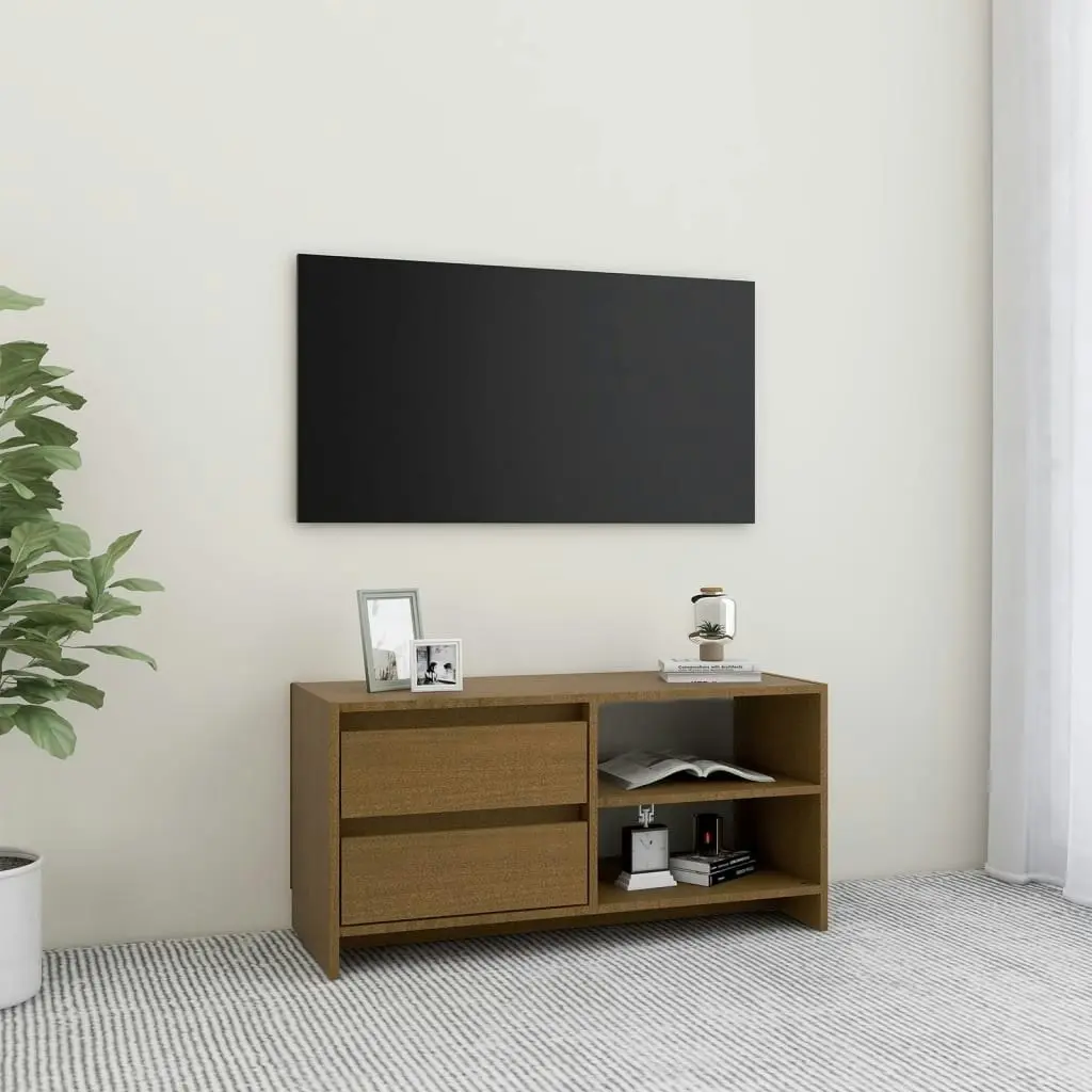 TV Cabinet Honey Brown 80x31x39 cm Solid Pinewood 809897