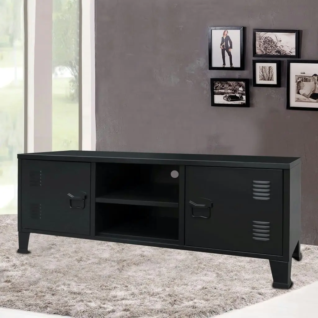 TV Cabinet Metal Industrial Style 120x35x48 cm Black 245964