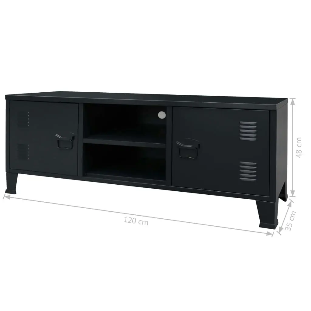 TV Cabinet Metal Industrial Style 120x35x48 cm Black 245964