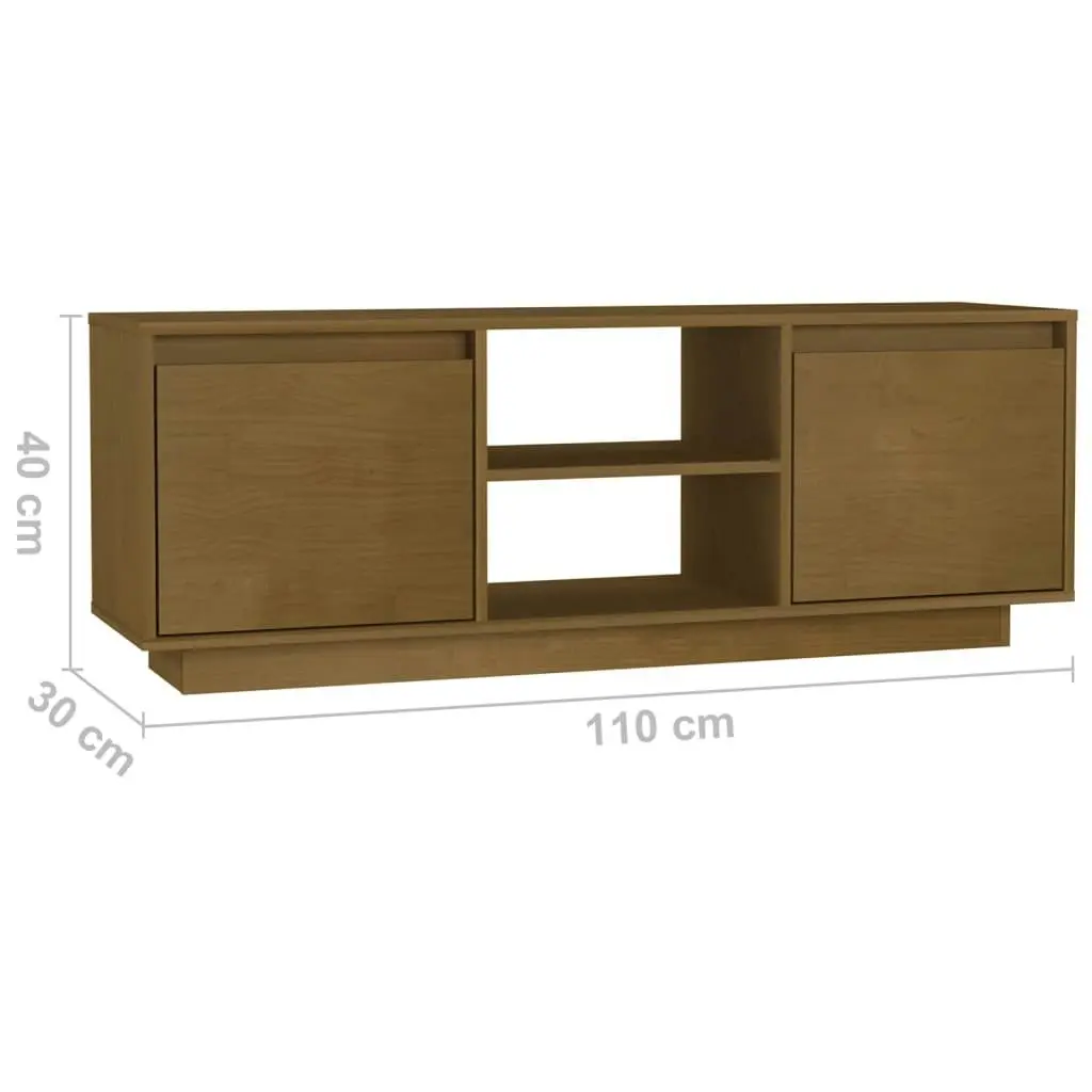 TV Cabinet Honey Brown 110x30x40 cm Solid Pinewood 809903