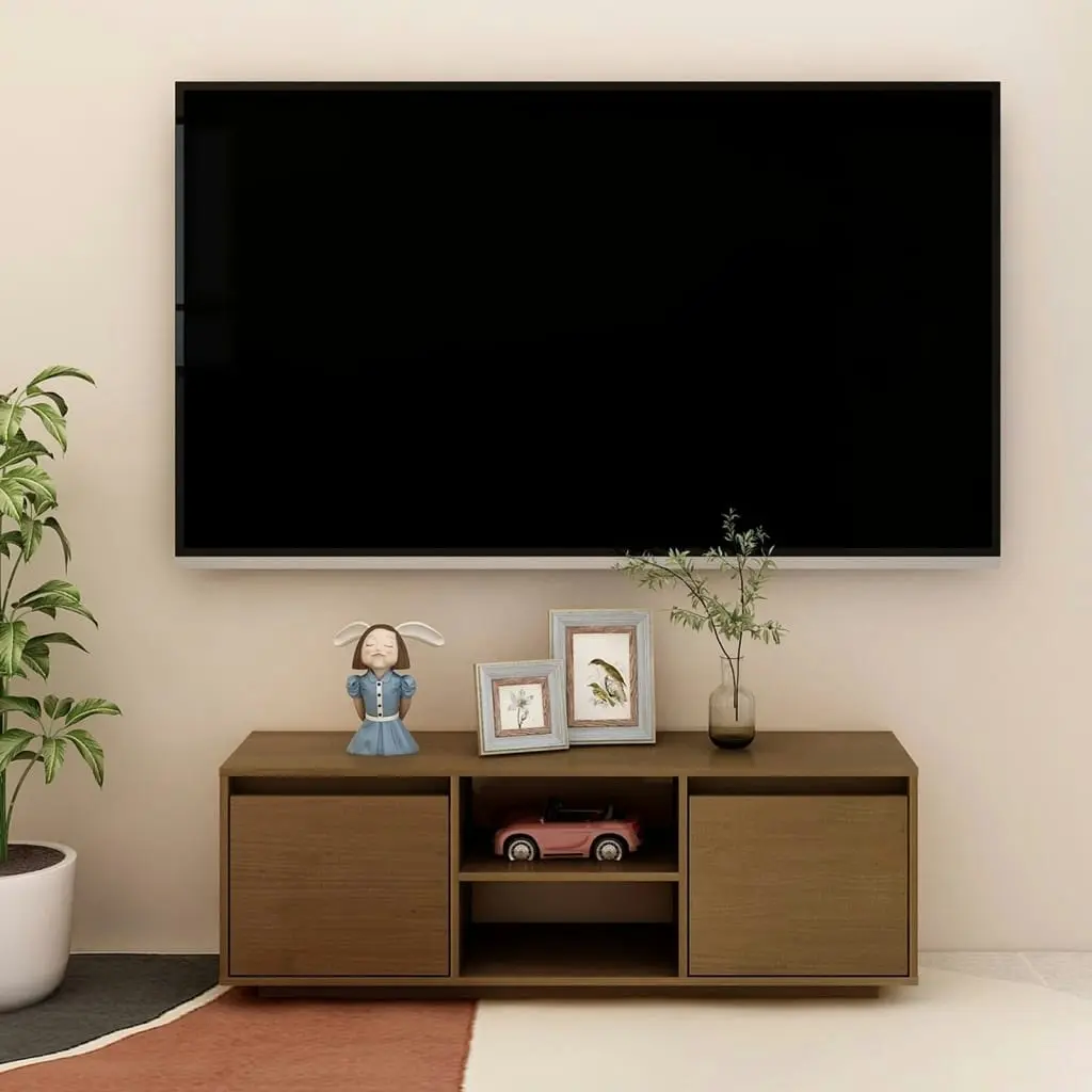 TV Cabinet Honey Brown 110x30x40 cm Solid Pinewood 809903