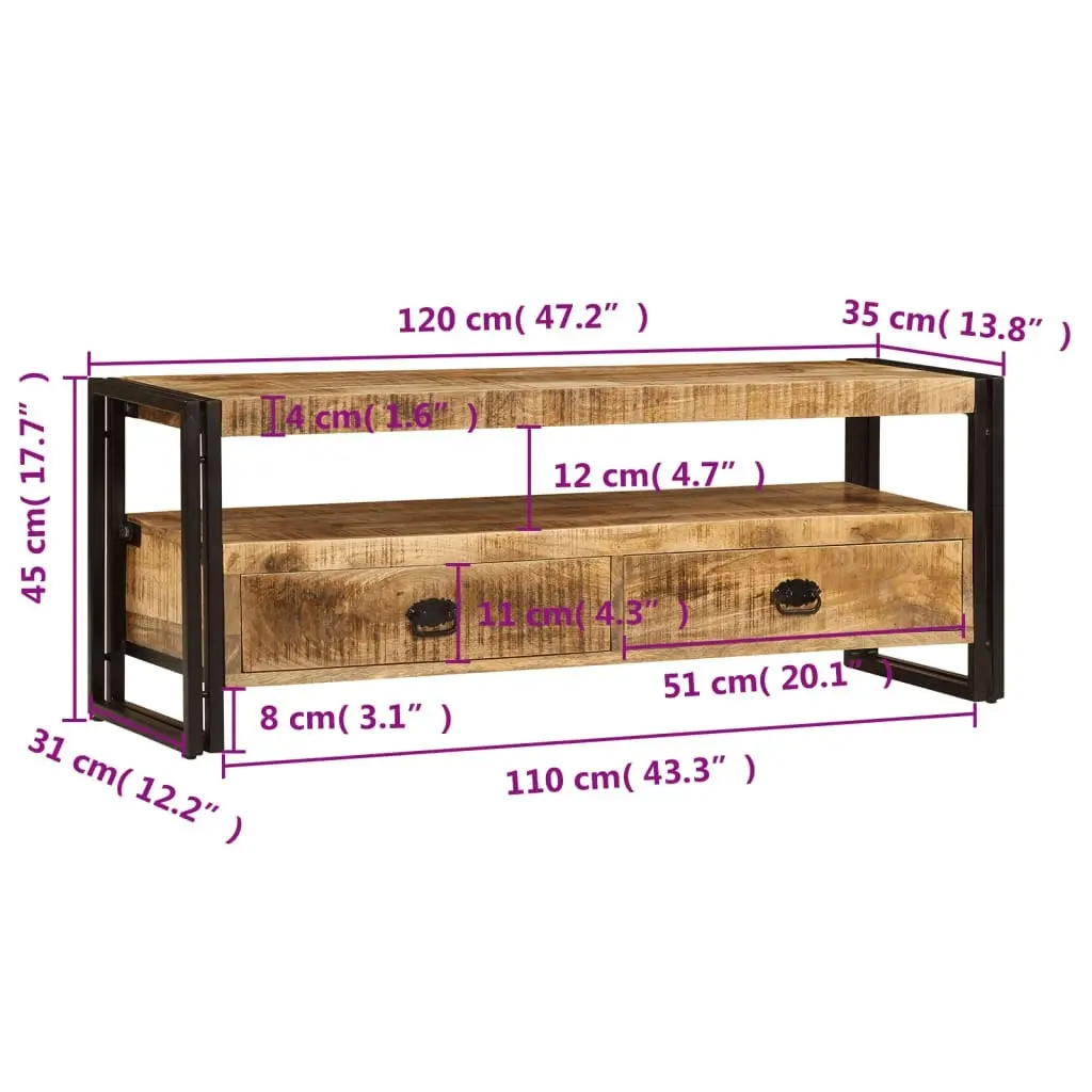 TV Cabinet 120x35x45 cm Solid Mango Wood 247402