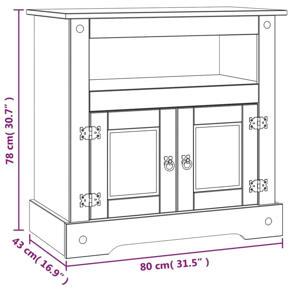 TV Cabinet Mexican Pine Corona Range 80x43x78 cm 243746