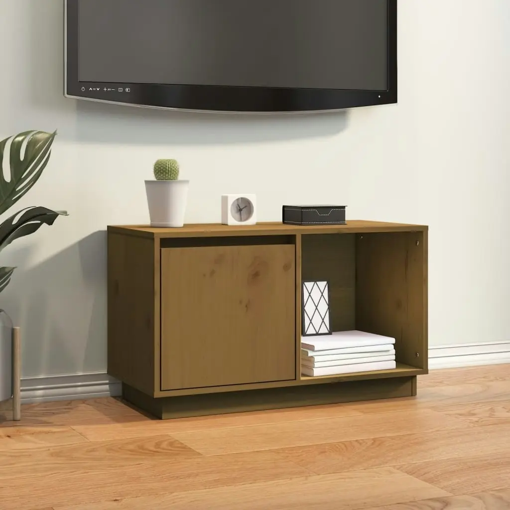 TV Cabinet Honey Brown 74x35x44 cm Solid Wood Pine 814337