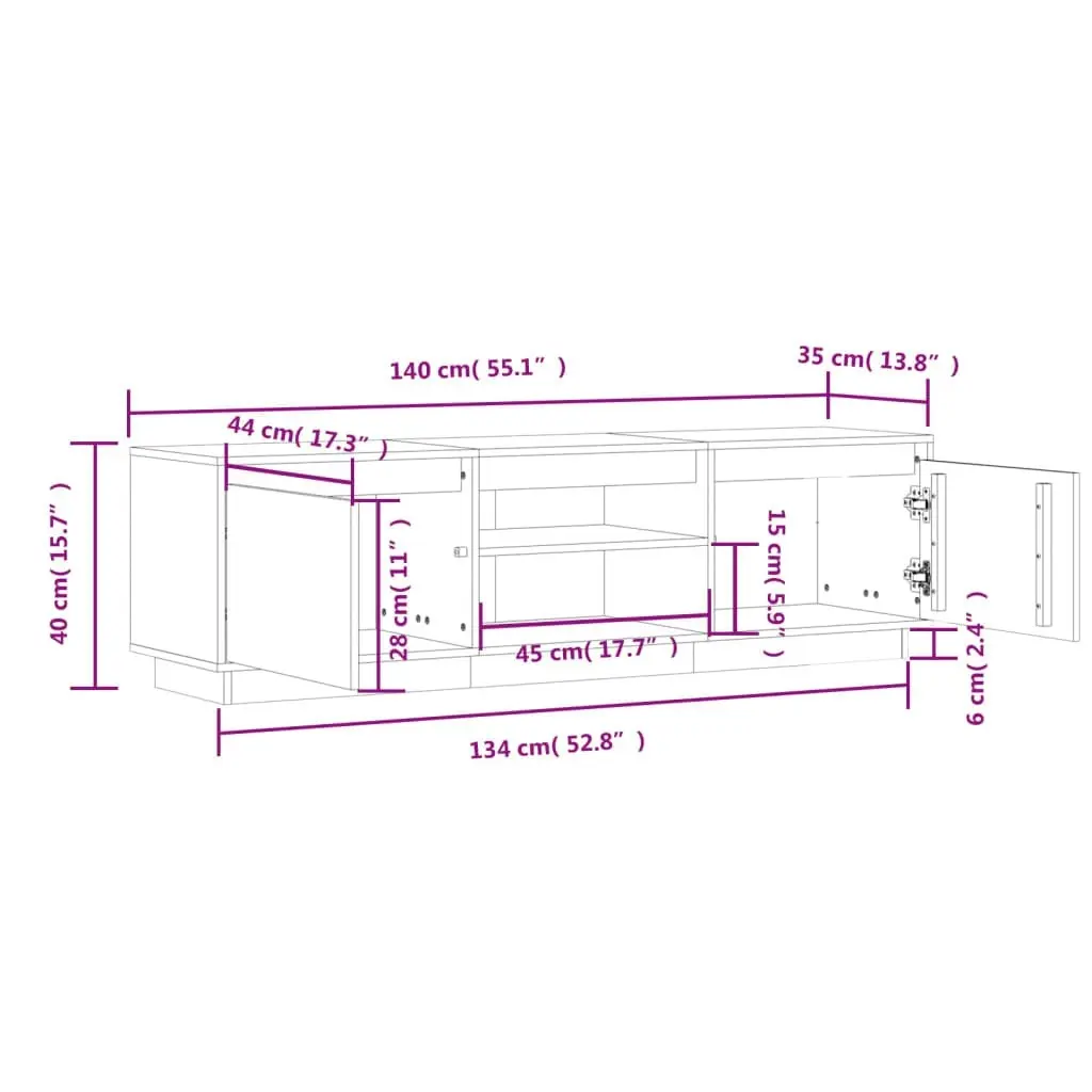 TV Cabinet 140x35x40 cm Solid Wood Pine 840412