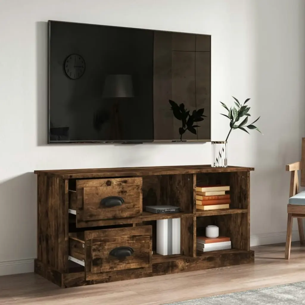 TV Cabinet Smoked Oak 102x35.5x47.5 cm Engineered Wood 816181