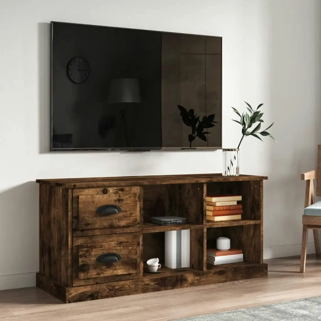 TV Cabinet Smoked Oak 102x35.5x47.5 cm Engineered Wood 816181