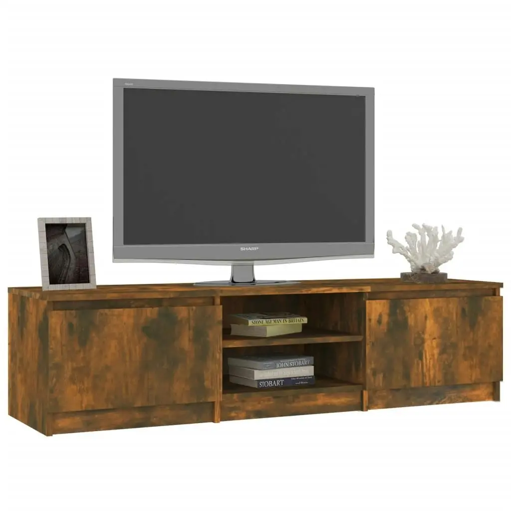 TV Cabinet Smoked Oak 140x40x35.5 cm Engineered Wood 815357