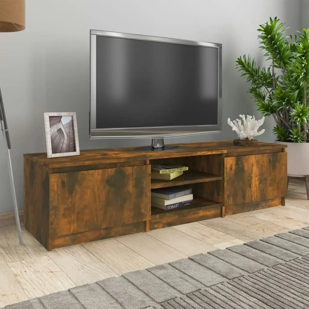 TV Cabinet Smoked Oak 140x40x35.5 cm Engineered Wood 815357