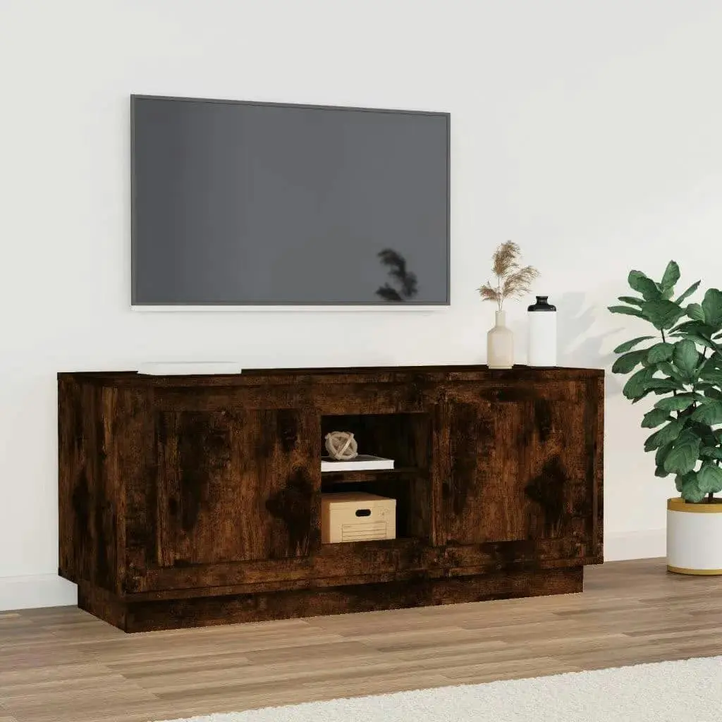 TV Cabinet Smoked Oak 102x35x45 cm Engineered Wood 819865