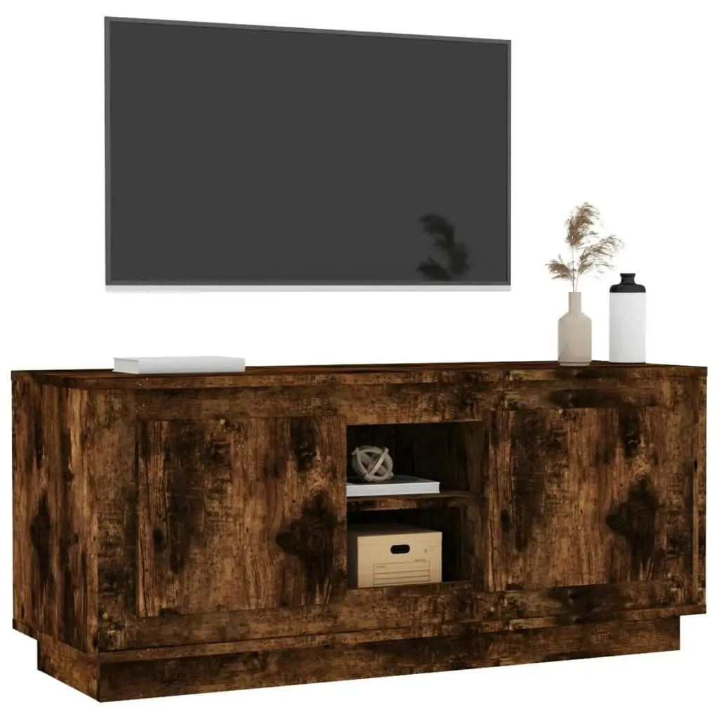 TV Cabinet Smoked Oak 102x35x45 cm Engineered Wood 819865