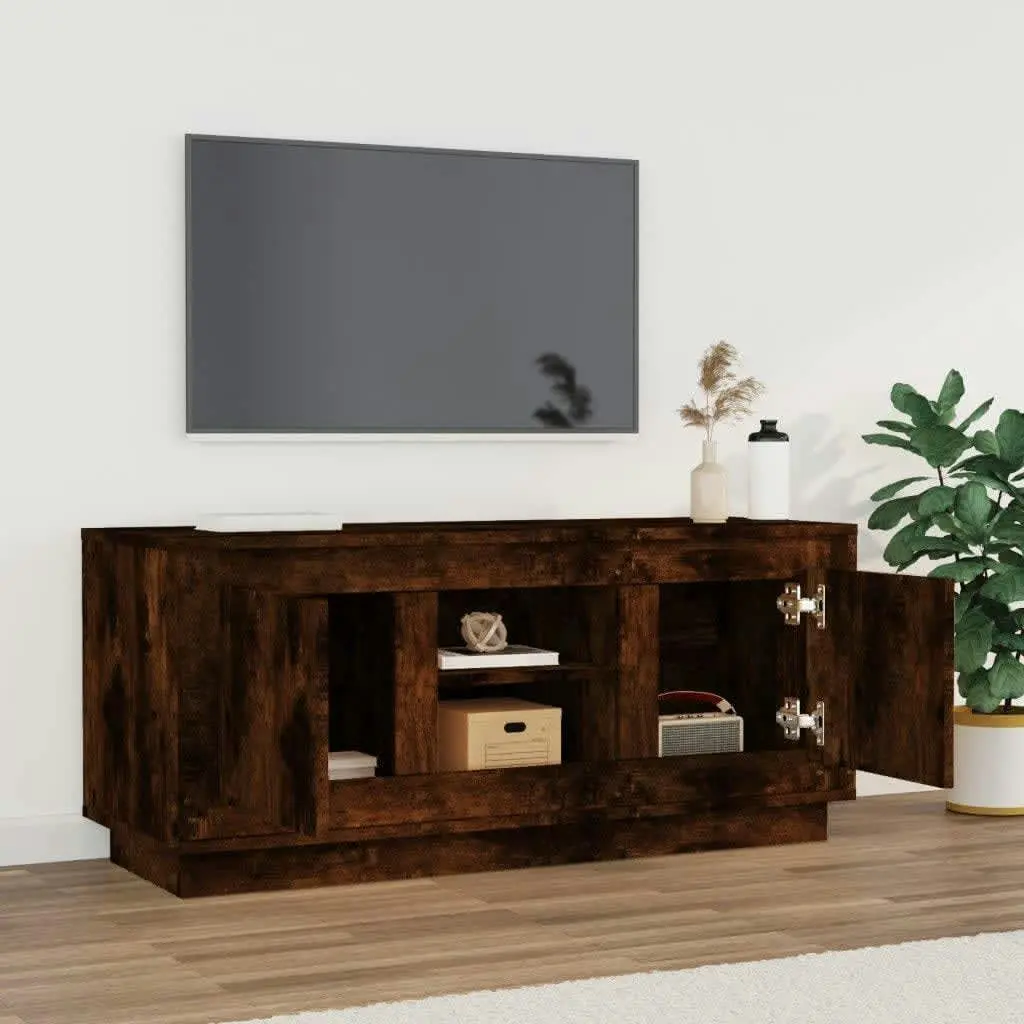 TV Cabinet Smoked Oak 102x35x45 cm Engineered Wood 819865