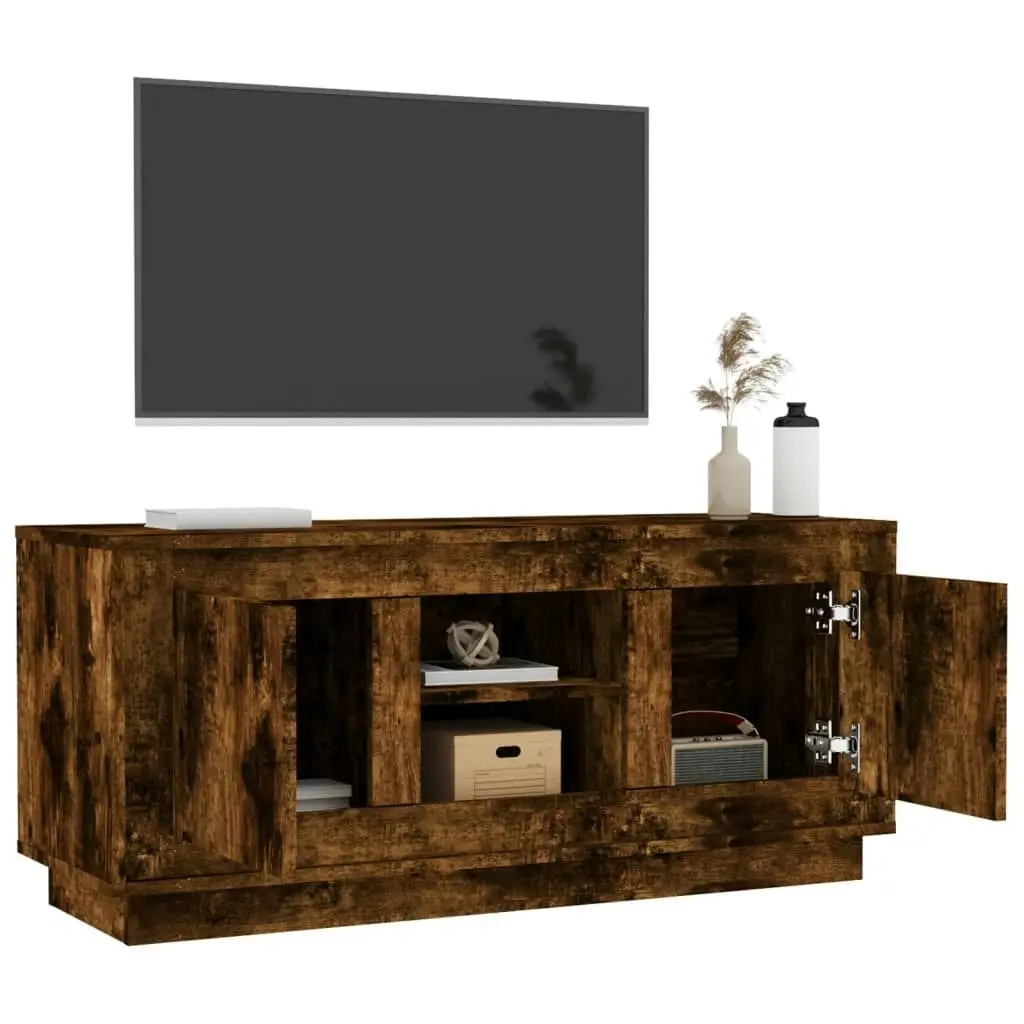 TV Cabinet Smoked Oak 102x35x45 cm Engineered Wood 819865