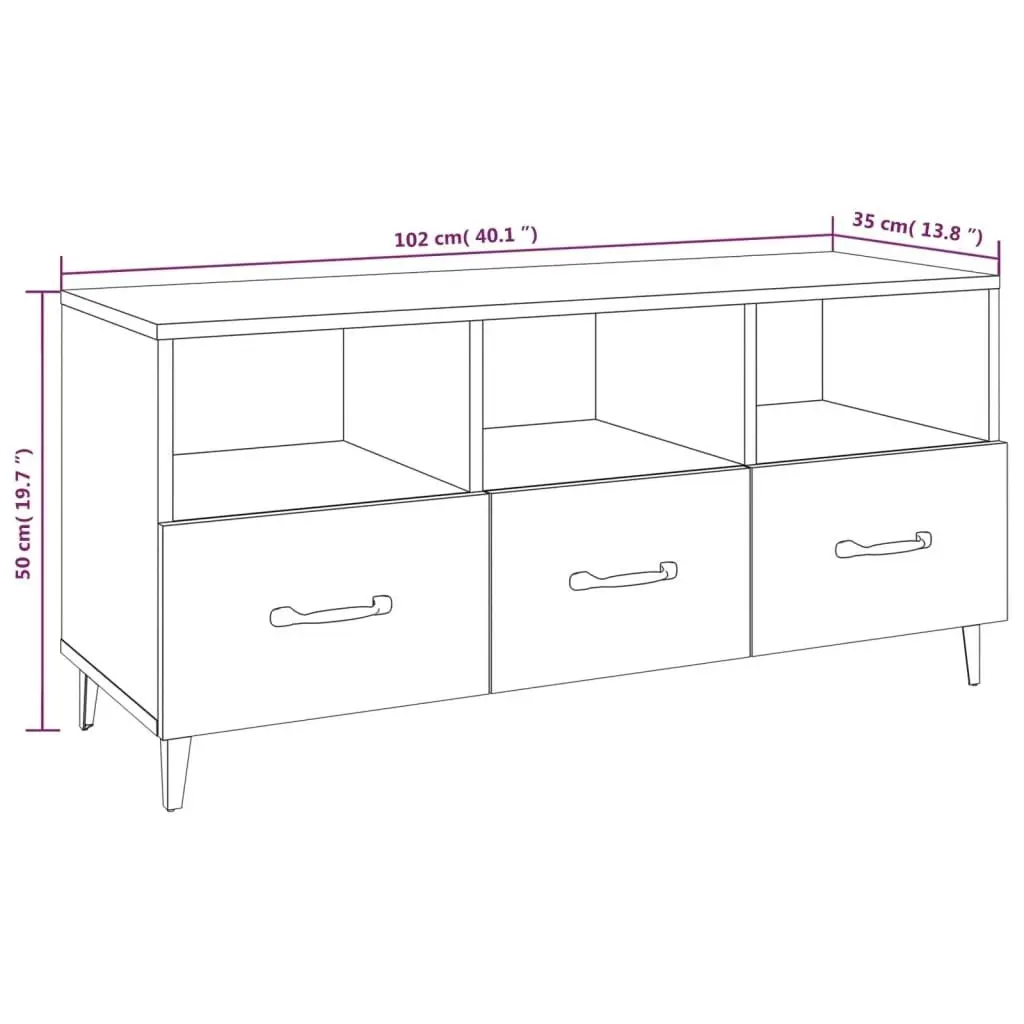 TV Cabinet Smoked Oak 102x35x50 cm Engineered Wood 817498