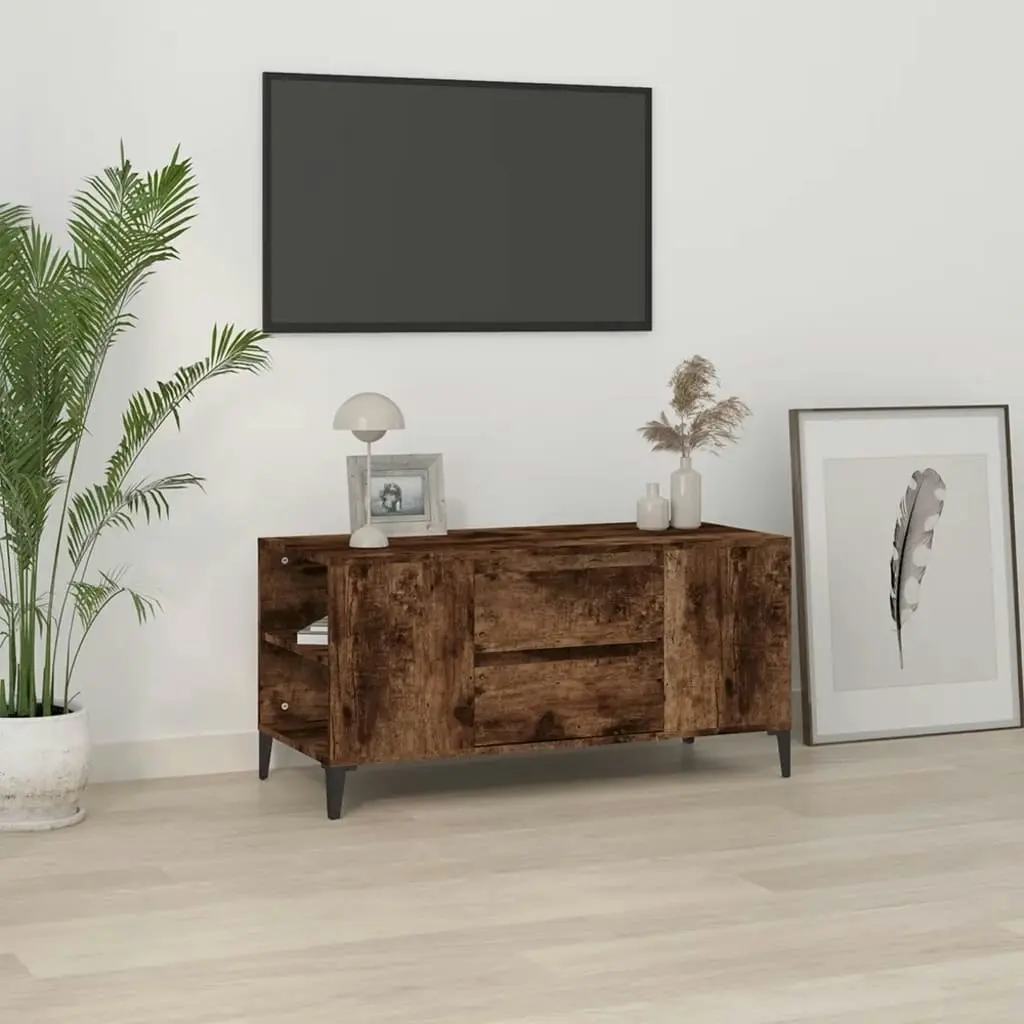 TV Cabinet Smoked Oak 102x44.5x50 cm Engineered Wood 819609