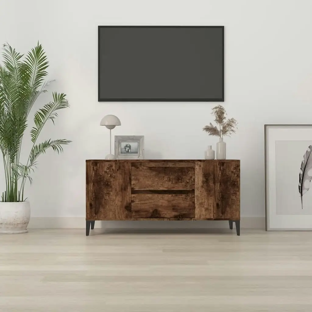 TV Cabinet Smoked Oak 102x44.5x50 cm Engineered Wood 819609