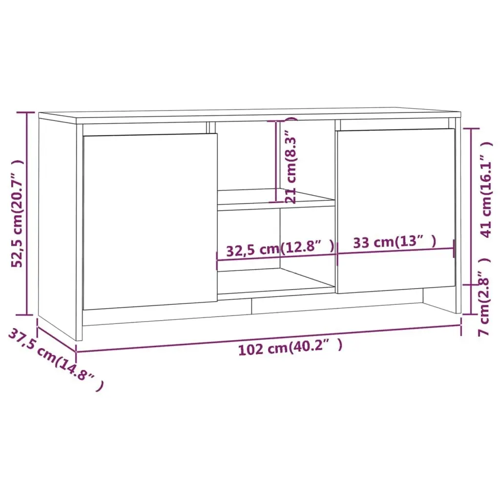 TV Cabinet Smoked Oak 102x37.5x52.5 cm Engineered Wood 813020