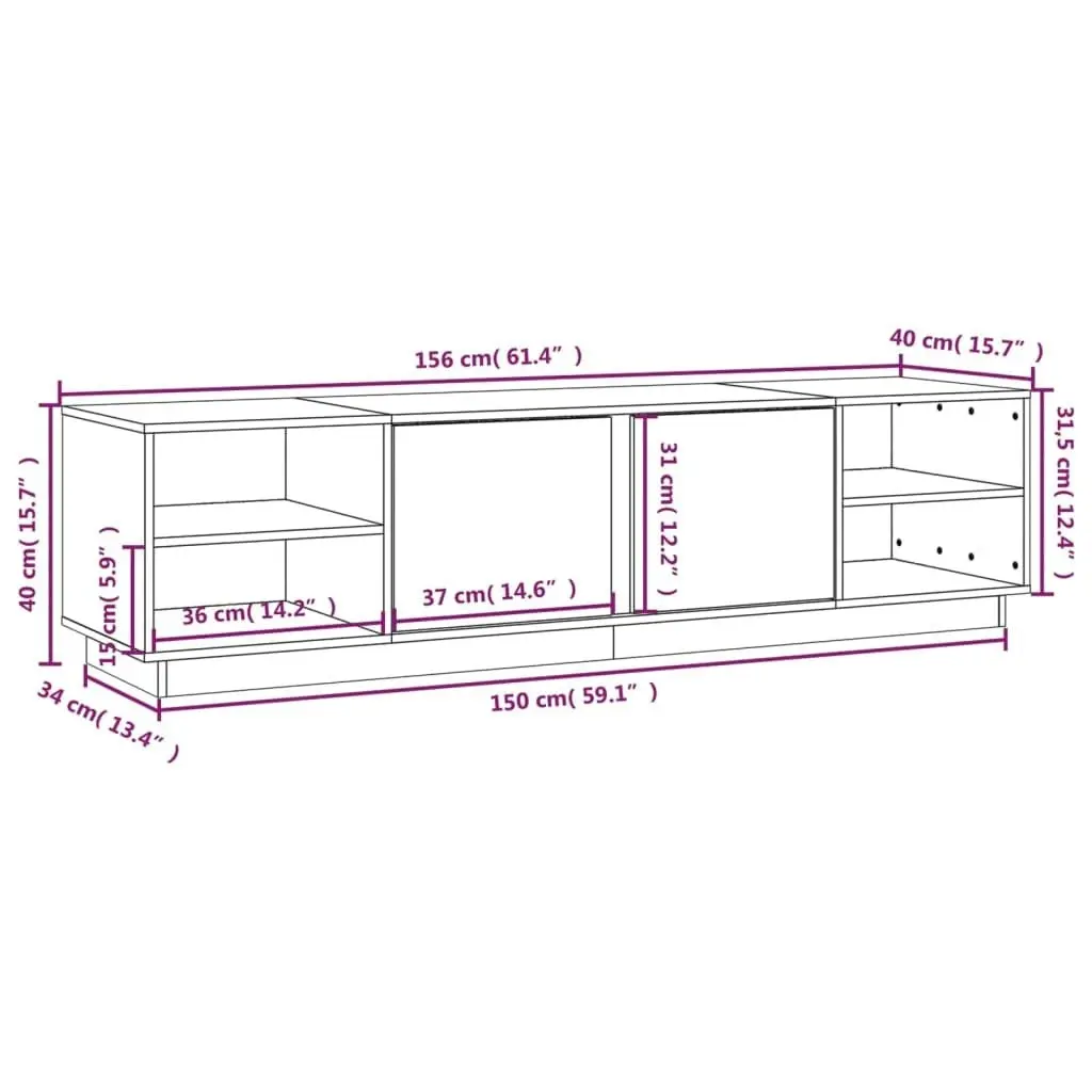 TV Cabinet 156x40x40 cm Solid Wood Pine 814454