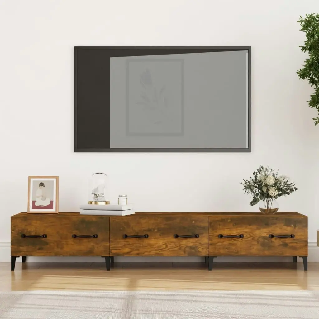 TV Cabinet Smoked Oak 150x34.5x30 cm Engineered Wood 817510