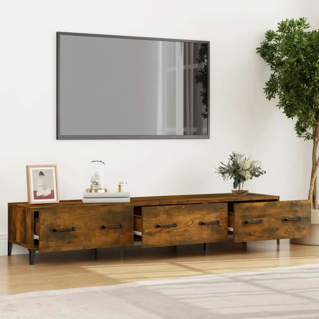 TV Cabinet Smoked Oak 150x34.5x30 cm Engineered Wood 817510