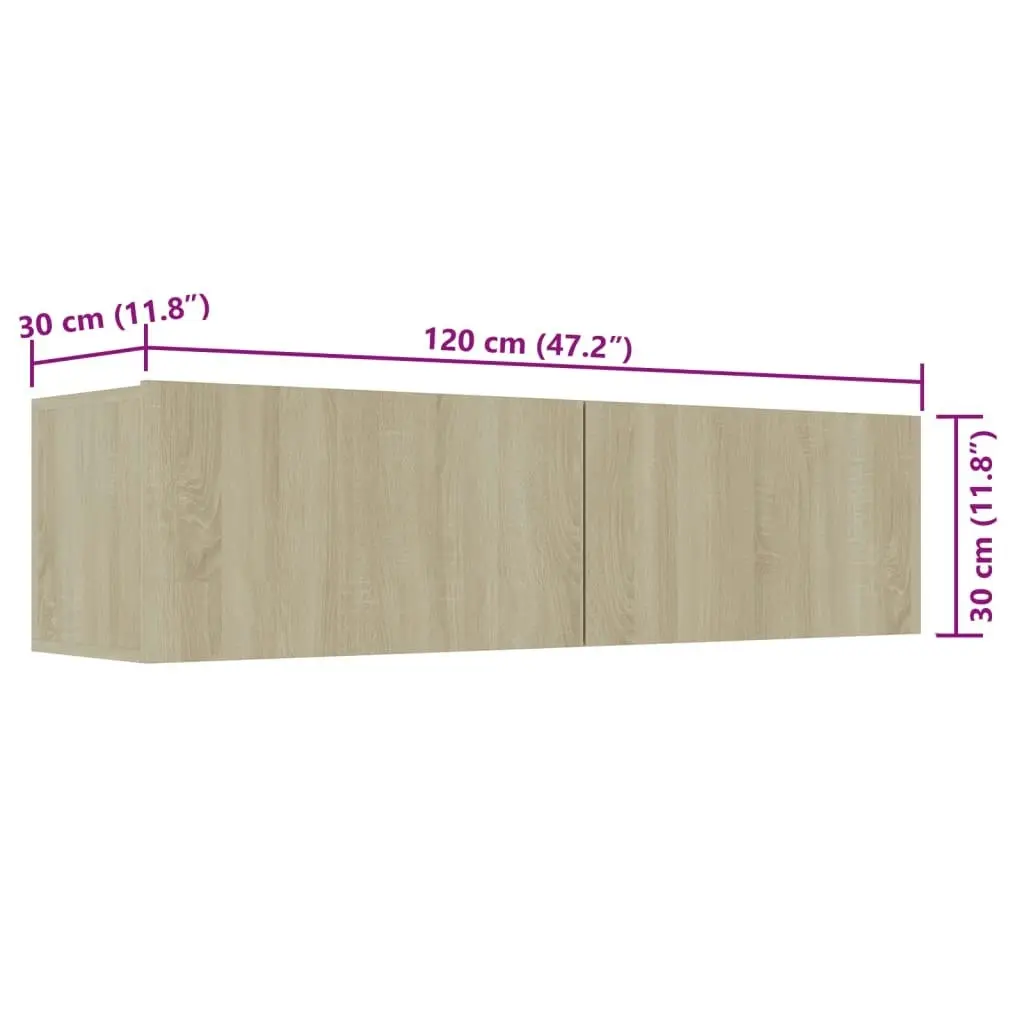 TV Cabinet Sonoma Oak 120x30x30 cm Engineered Wood 801493