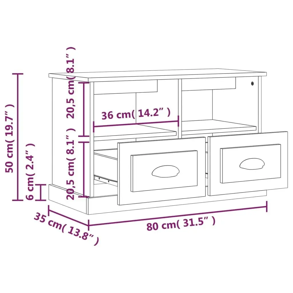 TV Cabinet Sonoma Oak 80x35x50 cm Engineered Wood 816283