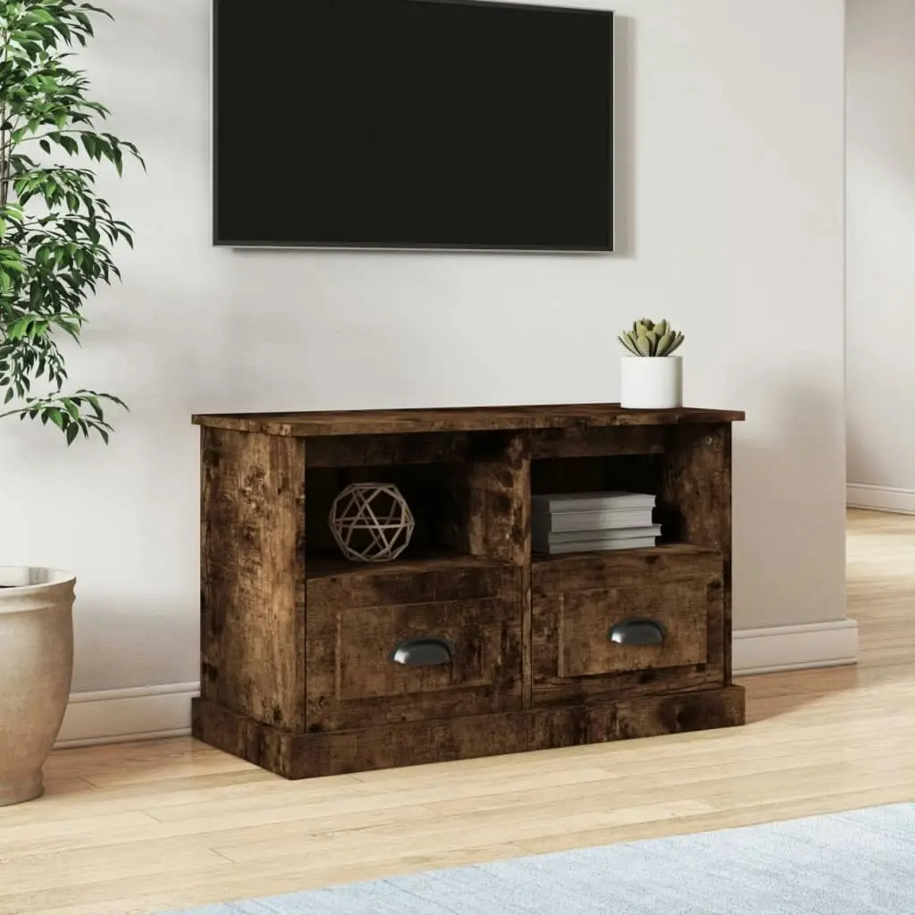 TV Cabinet Smoked Oak 80x35x50 cm Engineered Wood 816285