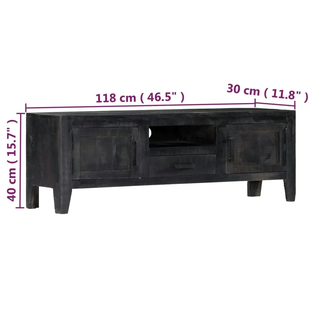 TV Cabinet Black 118x30x40 cm Solid Mango Wood 247985