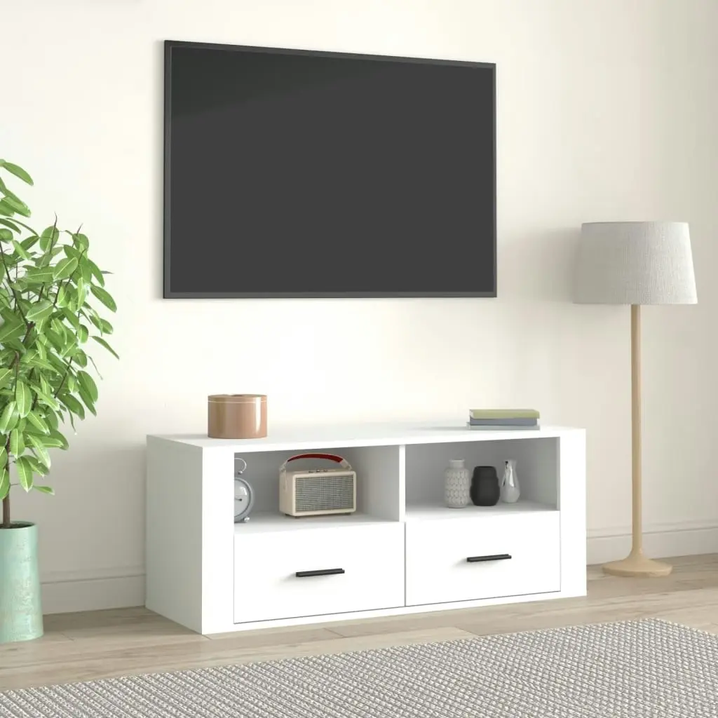 TV Cabinet White 100x35x40 cm Engineered Wood 816808