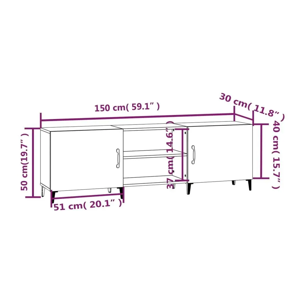 TV Cabinet Black 150x30x50 cm Engineered Wood 812628