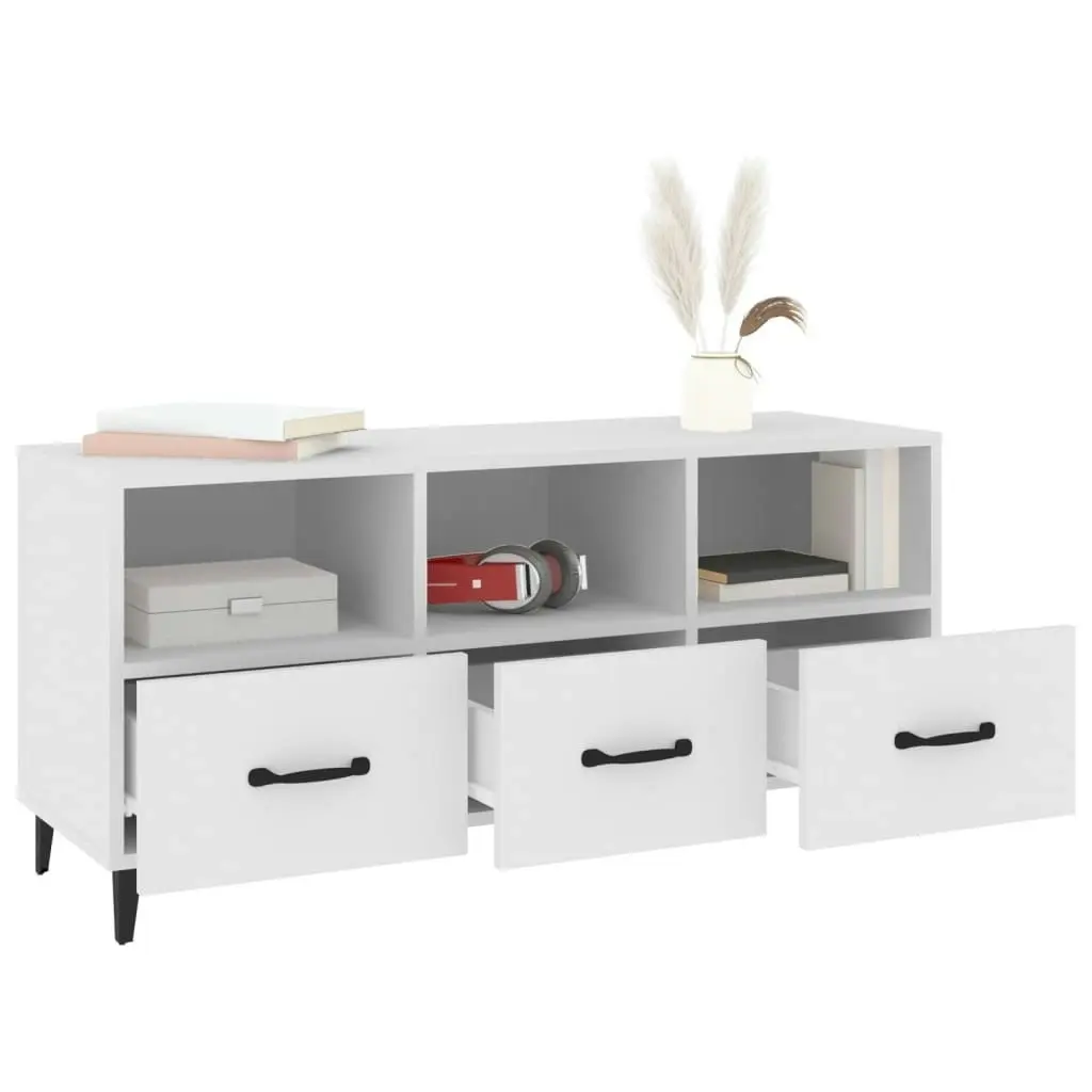 TV Cabinet White 102x35x50 cm Engineered Wood 812609