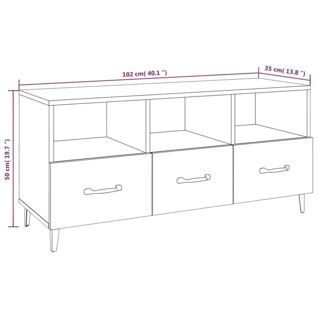 TV Cabinet White 102x35x50 cm Engineered Wood 812609