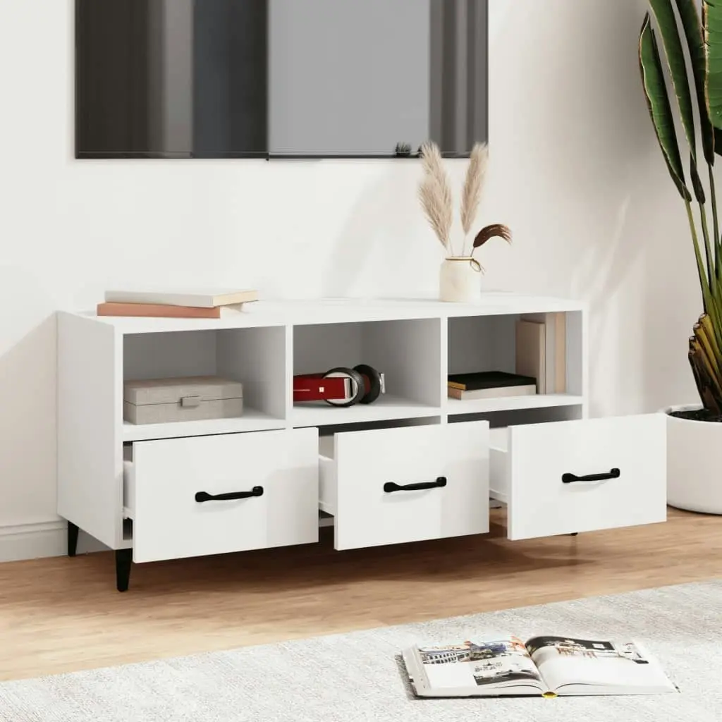 TV Cabinet White 102x35x50 cm Engineered Wood 812609