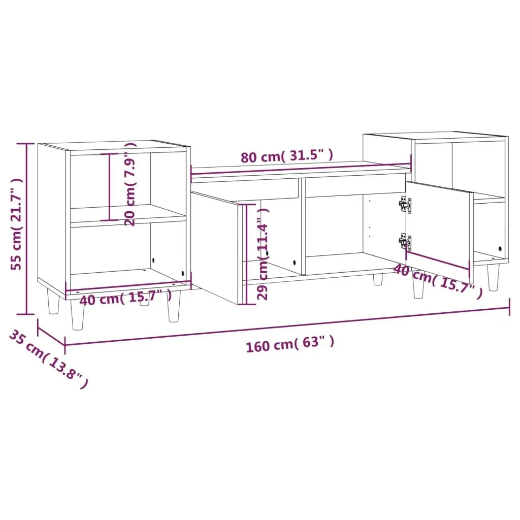 TV Cabinet Black 160x35x55 cm Engineered Wood 821189