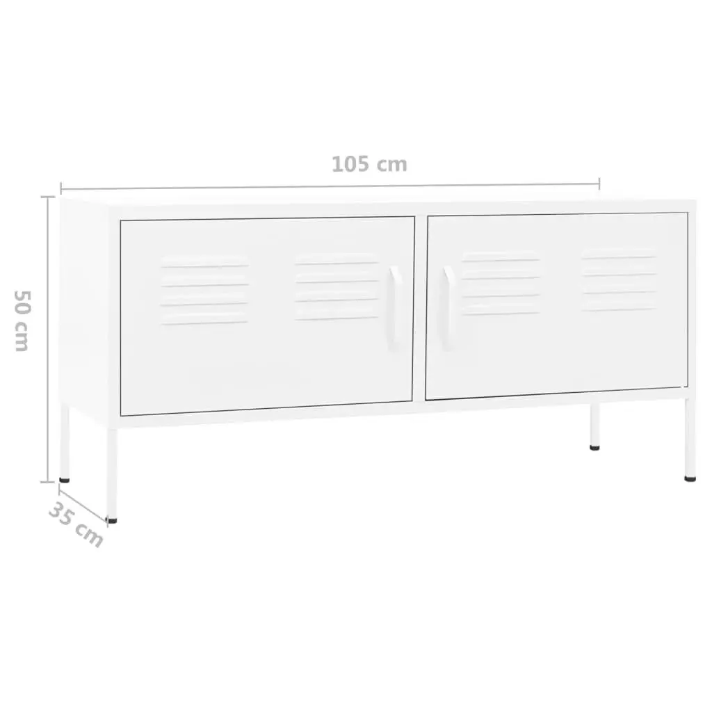 TV Cabinet White 105x35x50 cm Steel 336233