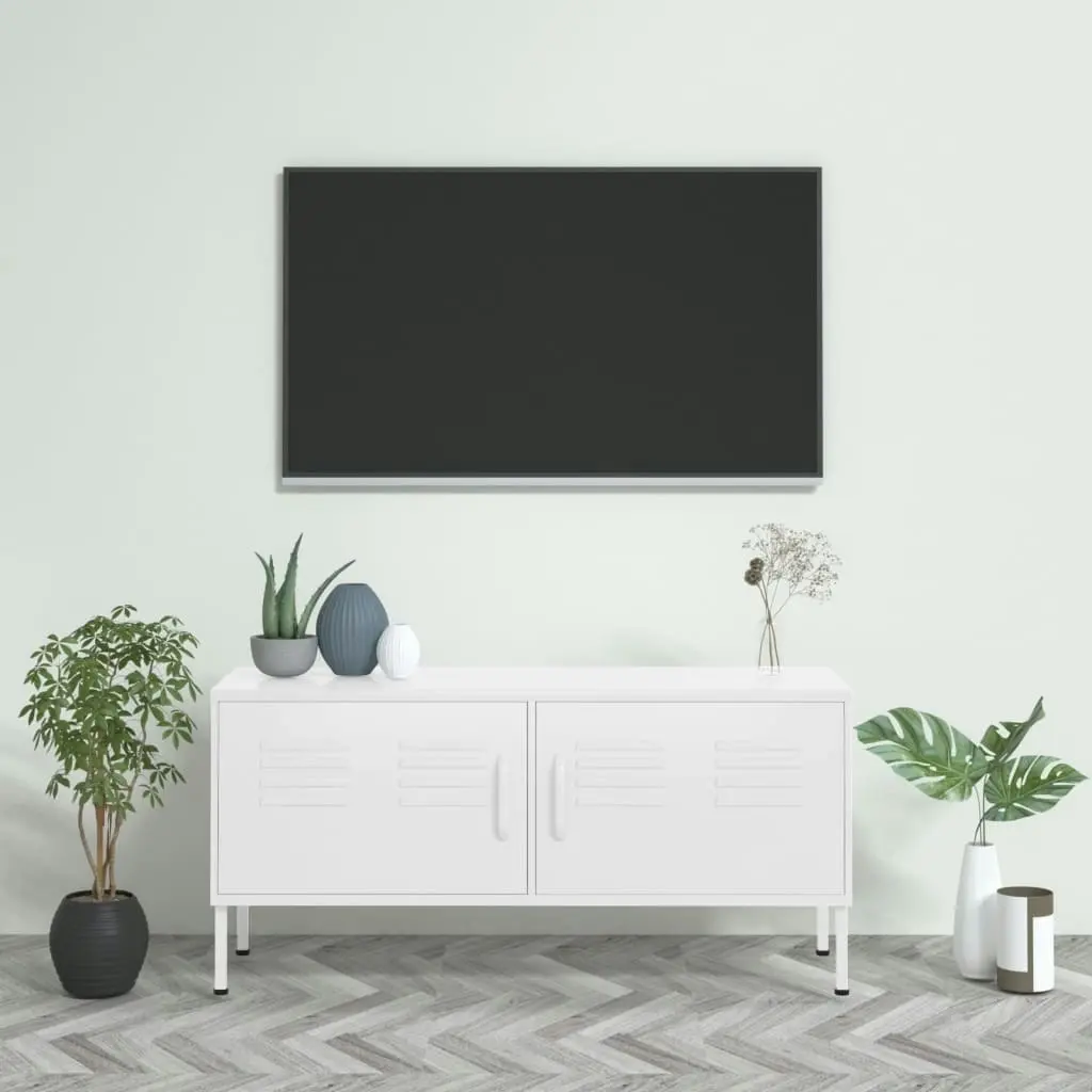 TV Cabinet White 105x35x50 cm Steel 336233