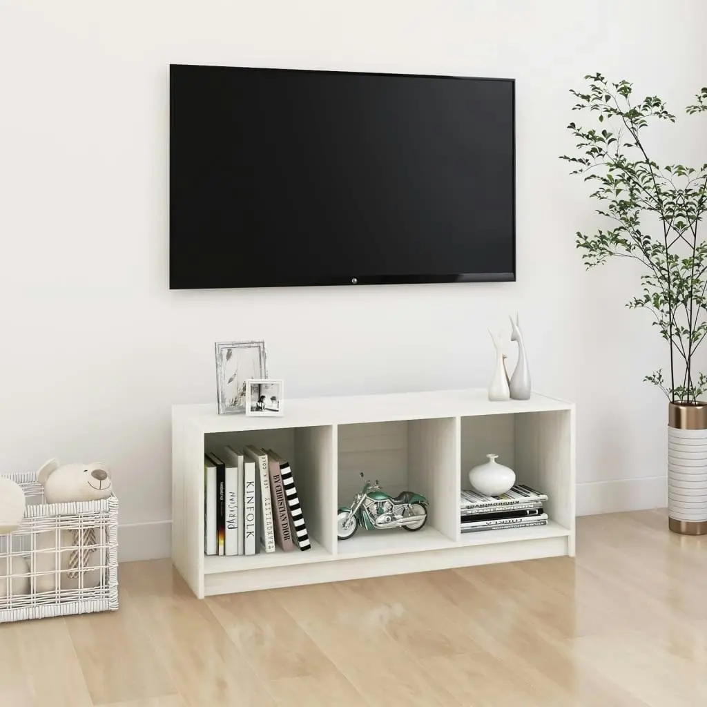 TV Cabinet White 104x33x41 cm Solid Pinewood 809961