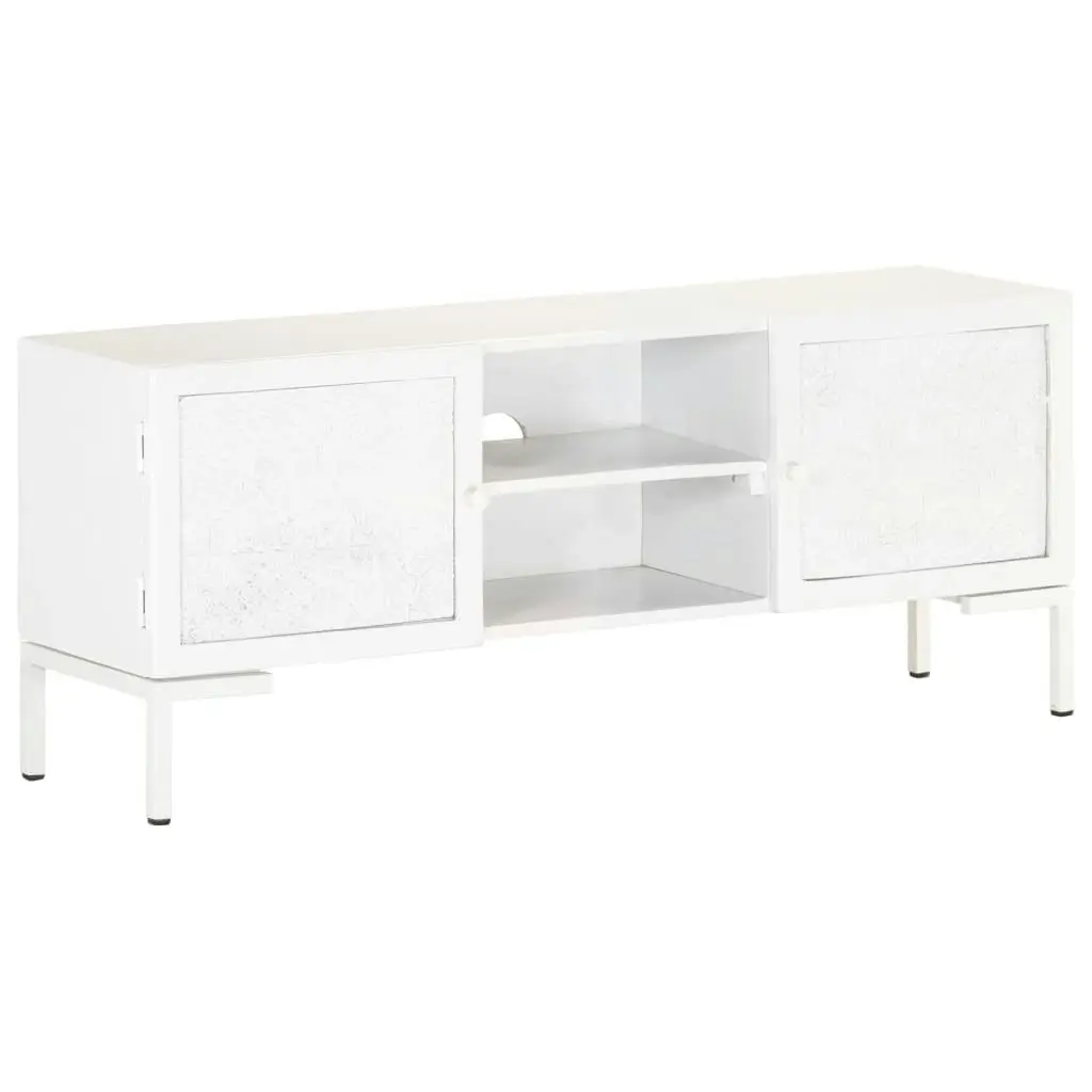 TV Cabinet White 115x30x46 cm Solid Mango Wood 323580