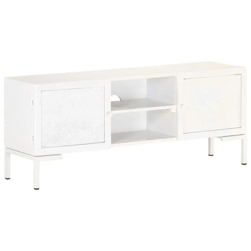 TV Cabinet White 115x30x46 cm Solid Mango Wood 323580